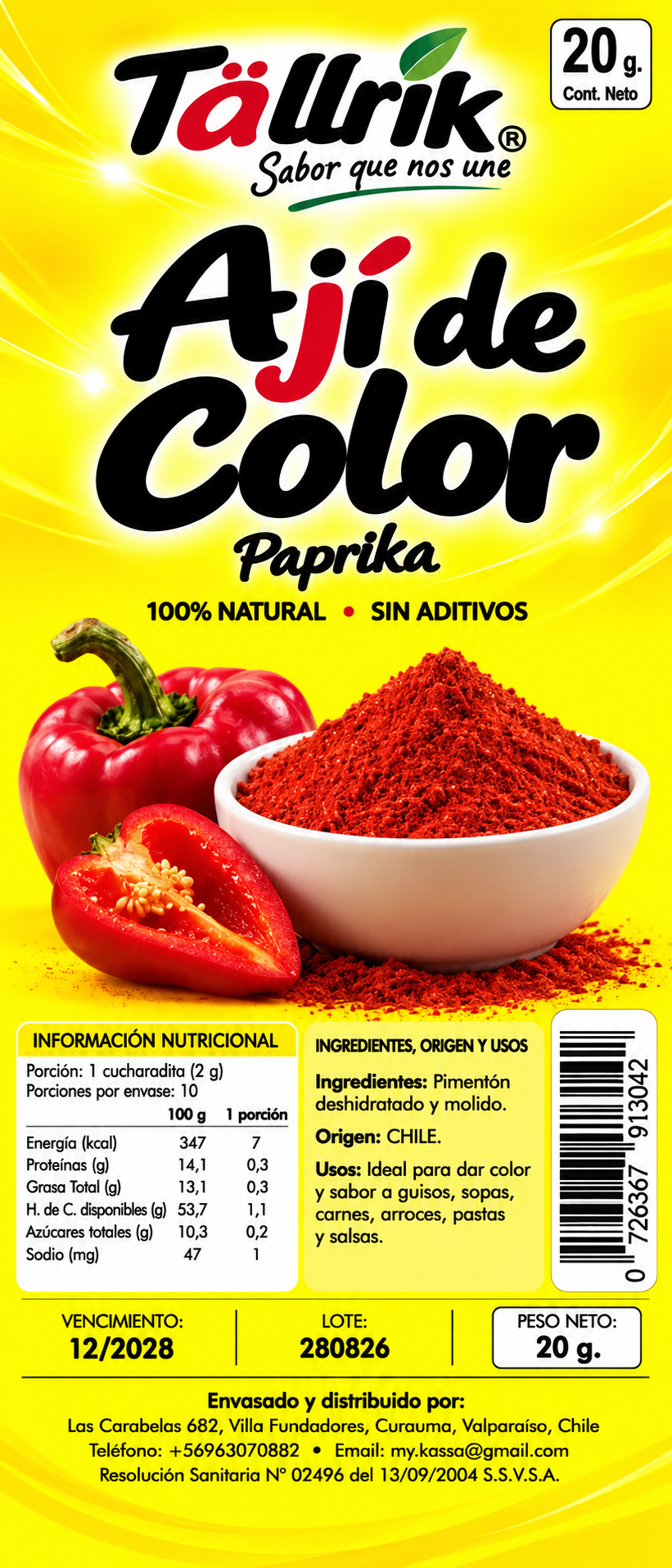 Etiqueta Tallrik de Ají de color