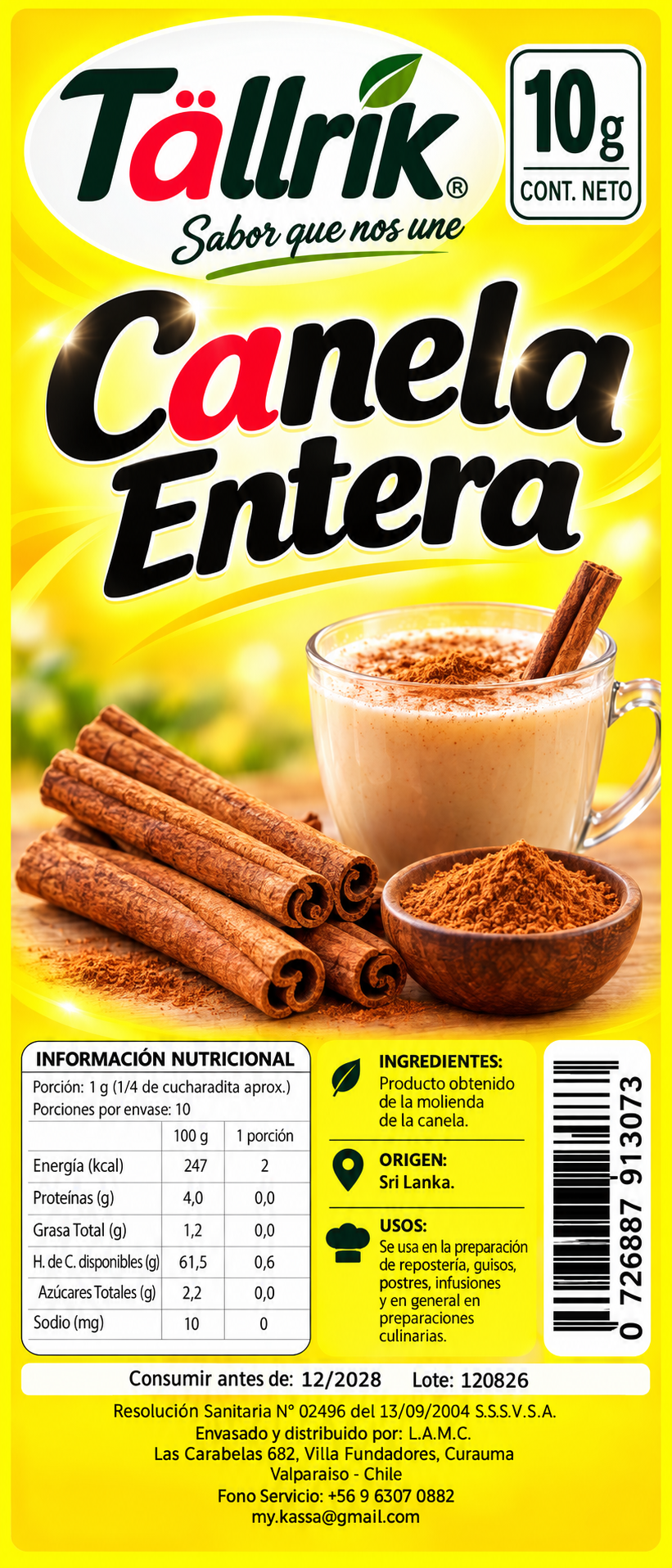 Etiqueta Tallrik de Canela entera
