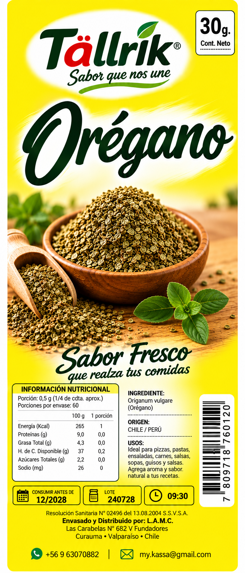 Etiqueta Tallrik de Orégano
